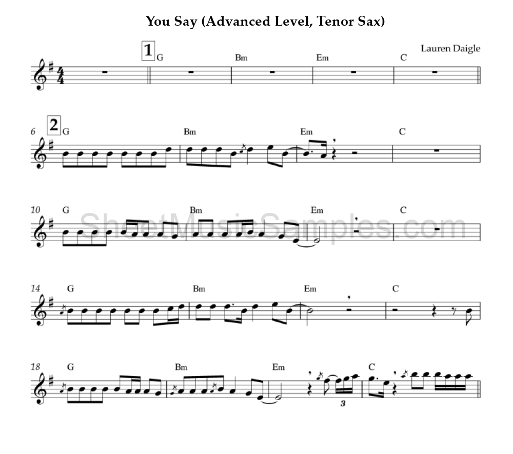 You Say (Advanced Level, Tenor Sax)