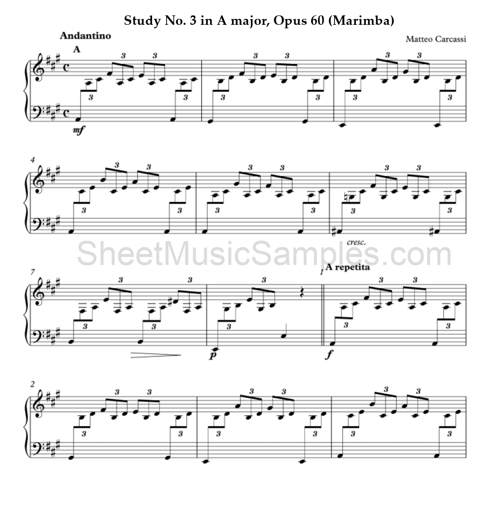 Study No. 3 in A major, Opus 60 (Marimba)