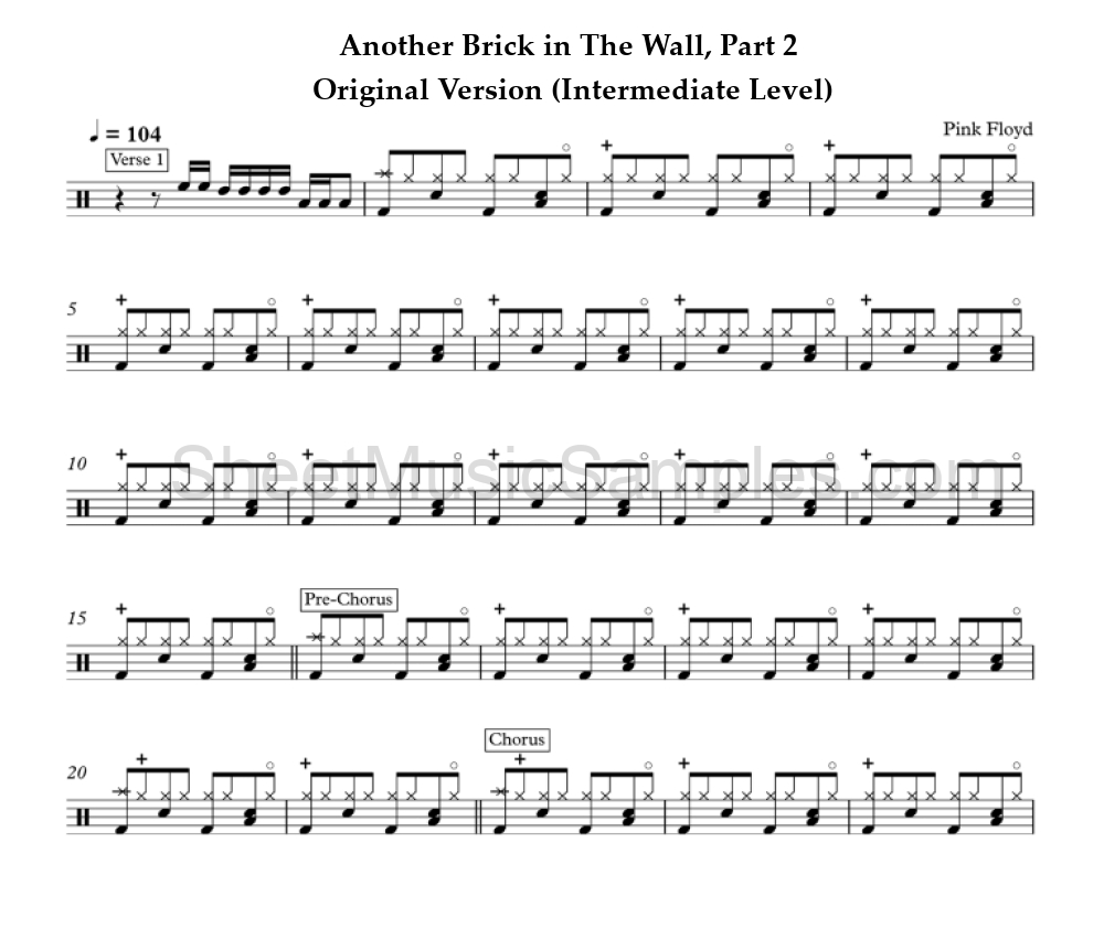 Another Brick in The Wall, Part 2 - Original Version (Intermediate Level)