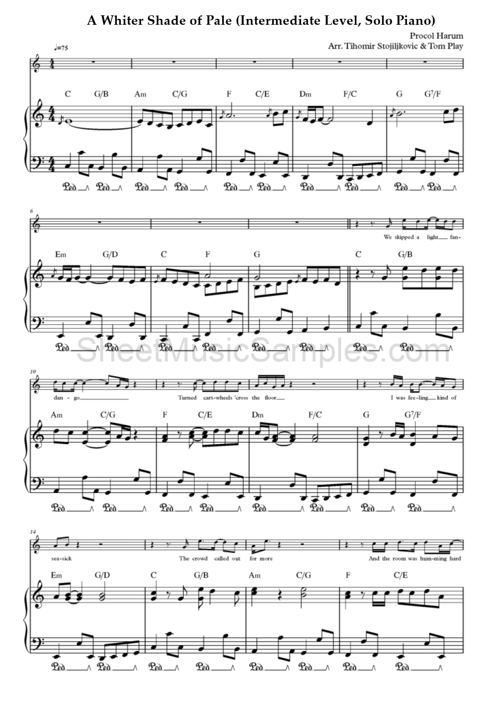 A Whiter Shade of Pale (Intermediate Level, Solo Piano)