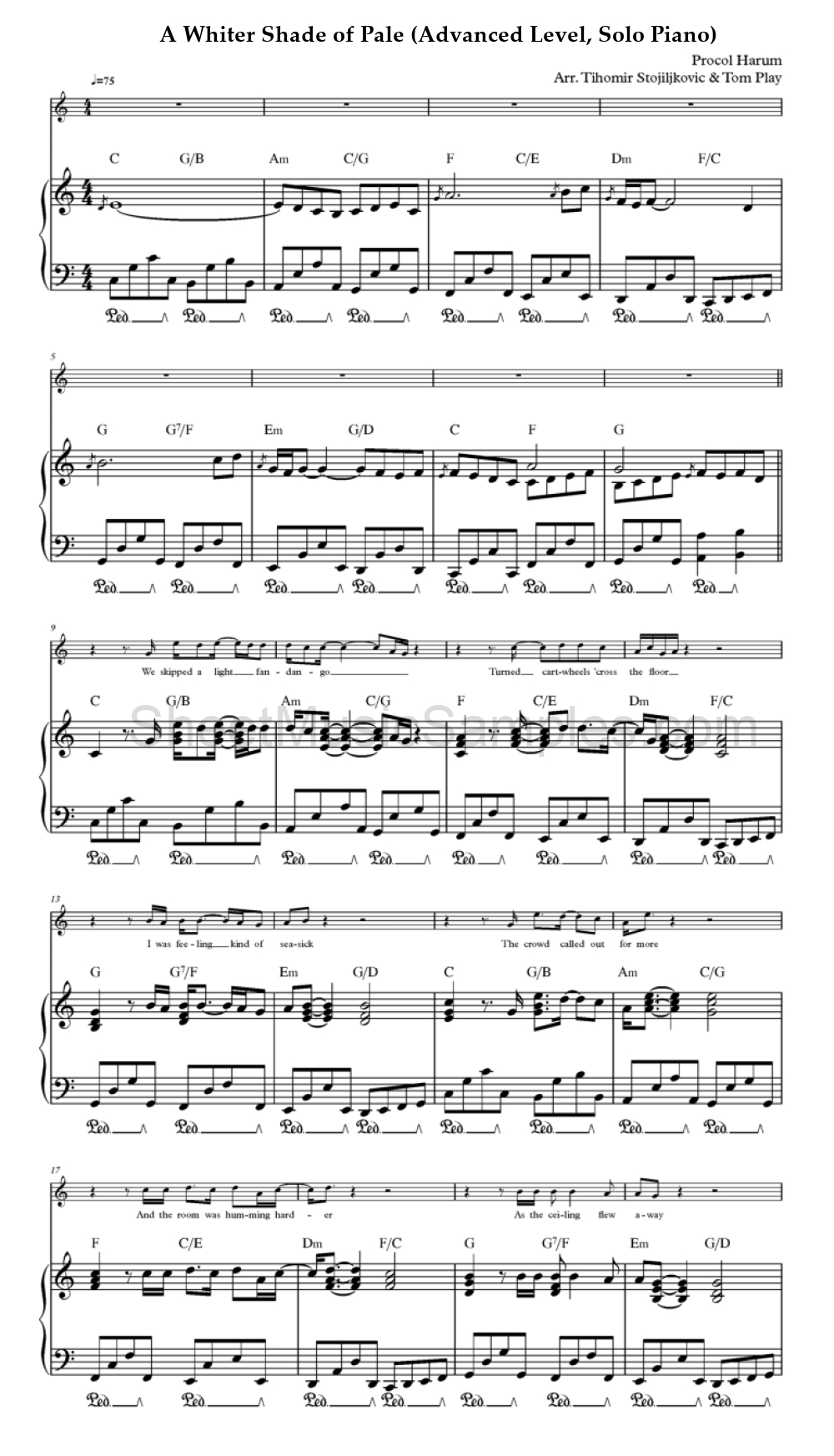 A Whiter Shade of Pale (Advanced Level, Solo Piano)