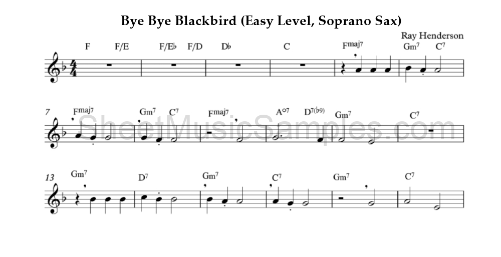 Bye Bye Blackbird (Easy Level, Soprano Sax)