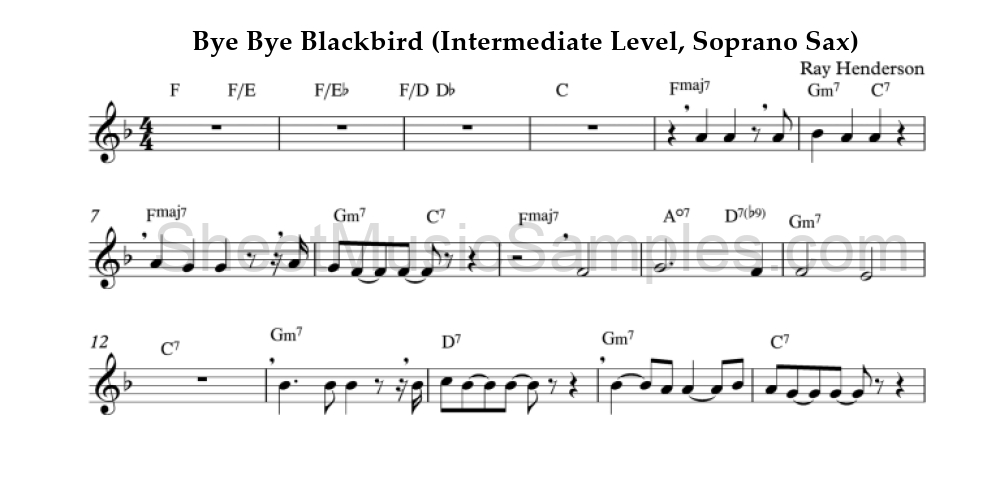 Bye Bye Blackbird (Intermediate Level, Soprano Sax)