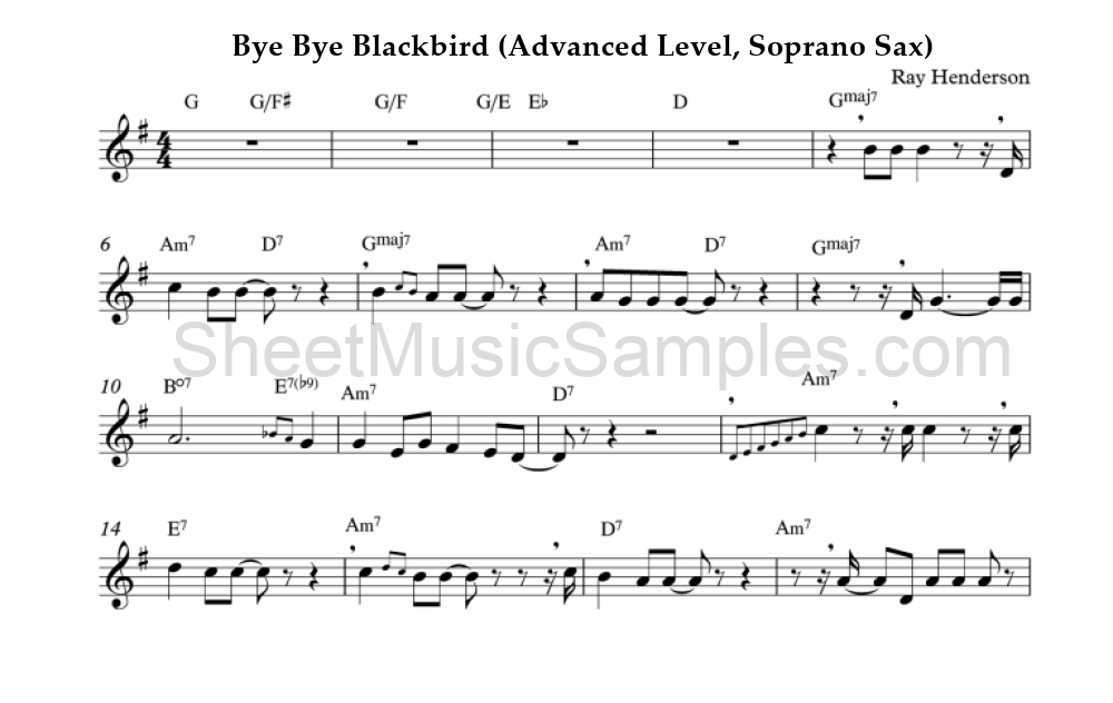 Bye Bye Blackbird (Advanced Level, Soprano Sax)