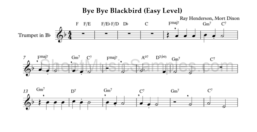 Bye Bye Blackbird (Easy Level)