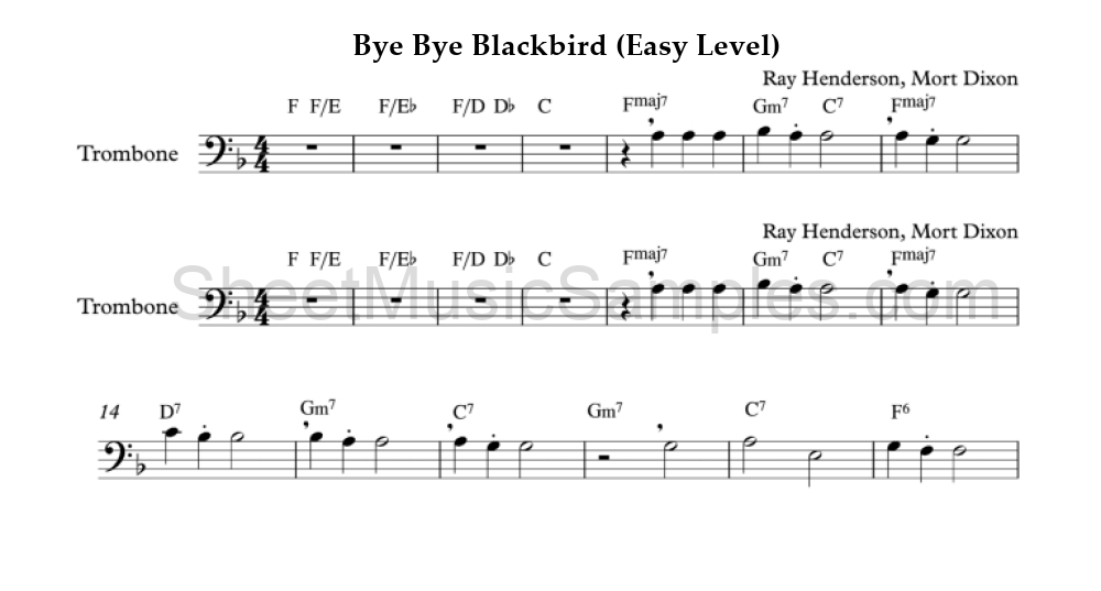 Bye Bye Blackbird (Easy Level)