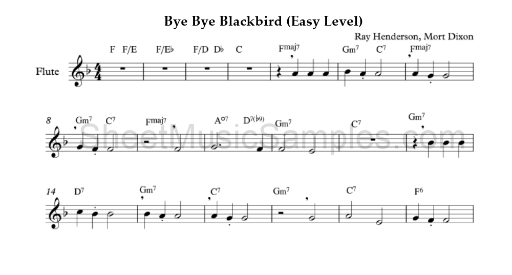 Bye Bye Blackbird (Easy Level)