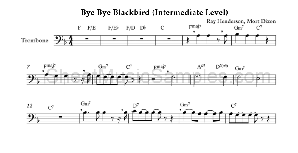 Bye Bye Blackbird (Intermediate Level)