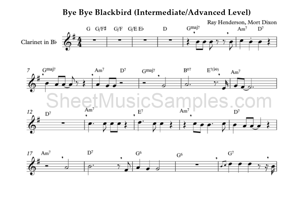 Bye Bye Blackbird (Intermediate/Advanced Level)