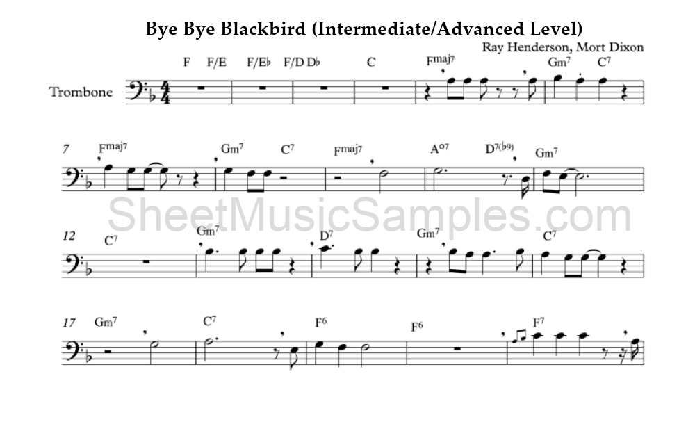 Bye Bye Blackbird (Intermediate/Advanced Level)