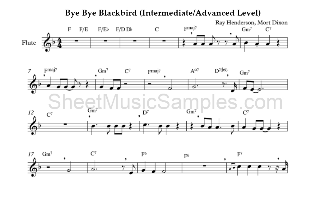 Bye Bye Blackbird (Intermediate/Advanced Level)