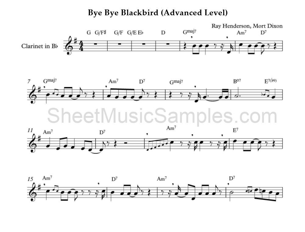 Bye Bye Blackbird (Advanced Level)