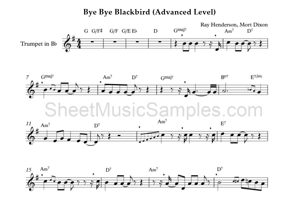 Bye Bye Blackbird (Advanced Level)