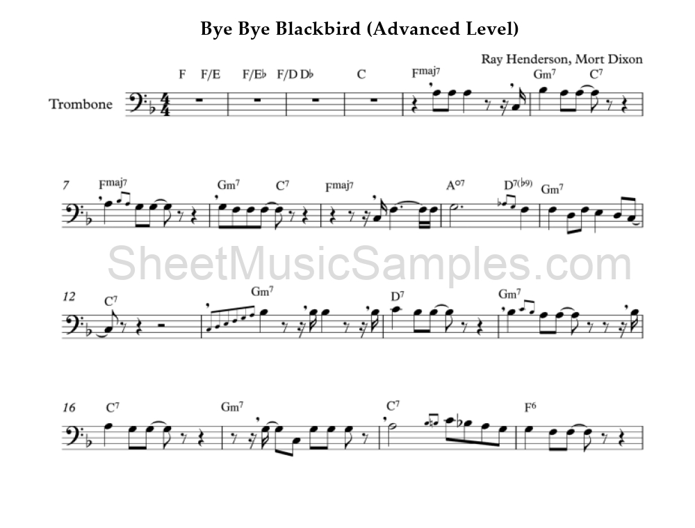 Bye Bye Blackbird (Advanced Level)