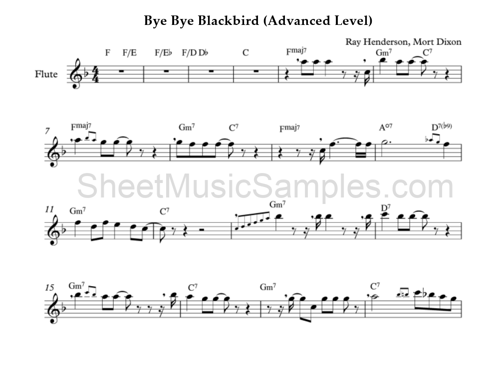 Bye Bye Blackbird (Advanced Level)