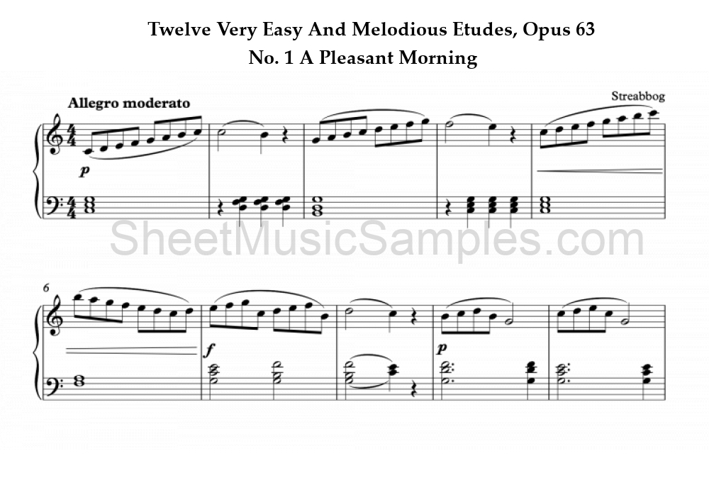 Twelve Very Easy And Melodious Etudes, Opus 63 - No. 1 A Pleasant Morning