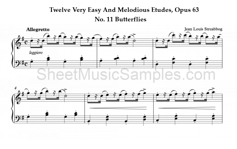 Twelve Very Easy And Melodious Etudes, Opus 63 - No. 11 Butterflies