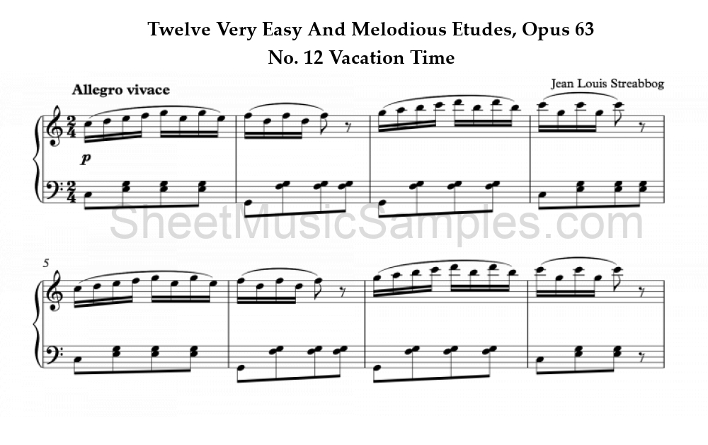 Twelve Very Easy And Melodious Etudes, Opus 63 - No. 12 Vacation Time