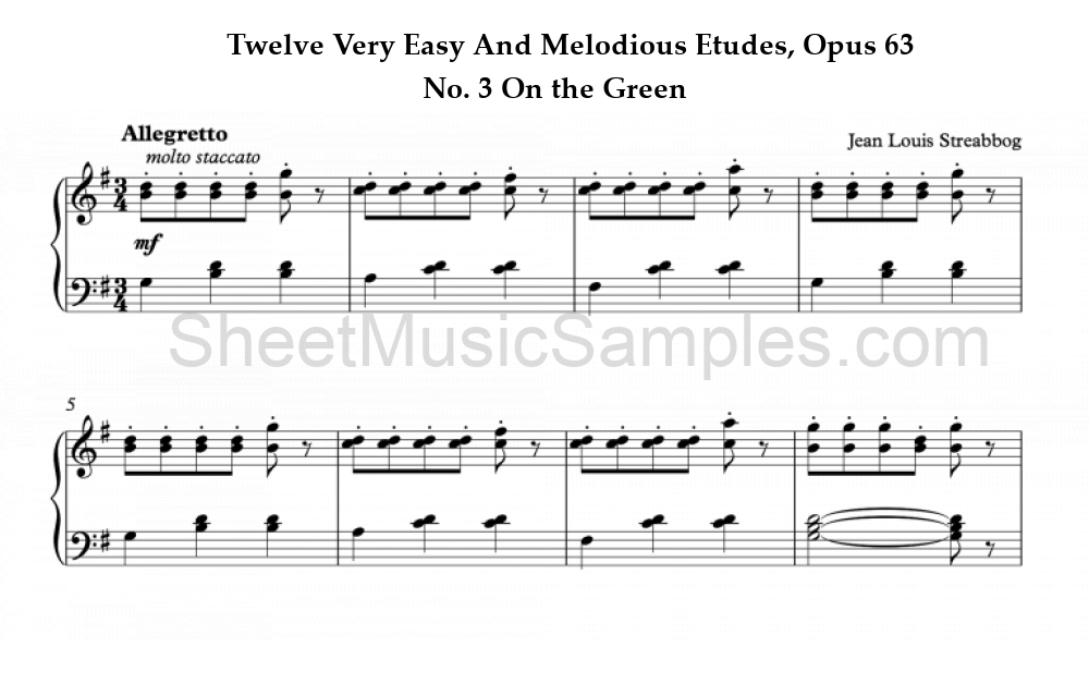 Twelve Very Easy And Melodious Etudes, Opus 63 - No. 3 On the Green