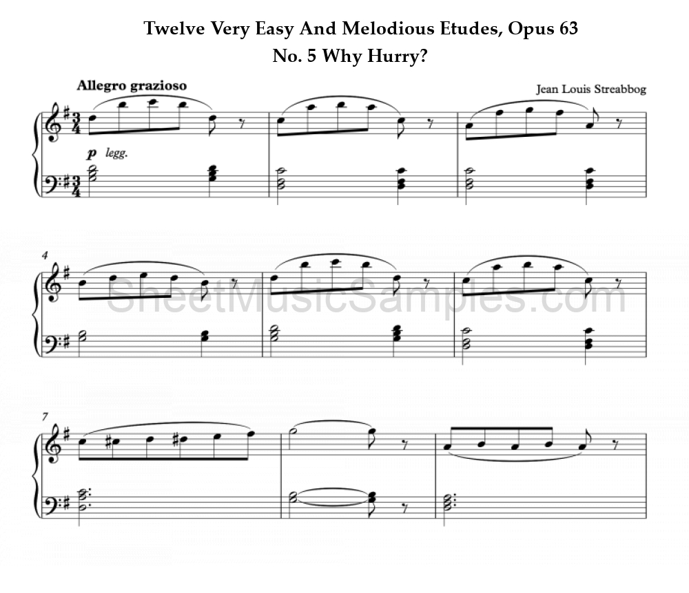 Twelve Very Easy And Melodious Etudes, Opus 63 - No. 5 Why Hurry?