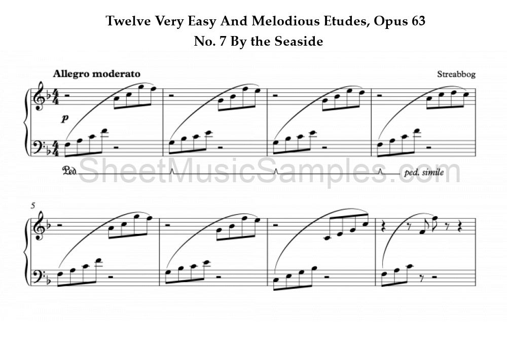 Twelve Very Easy And Melodious Etudes, Opus 63 - No. 7 By the Seaside