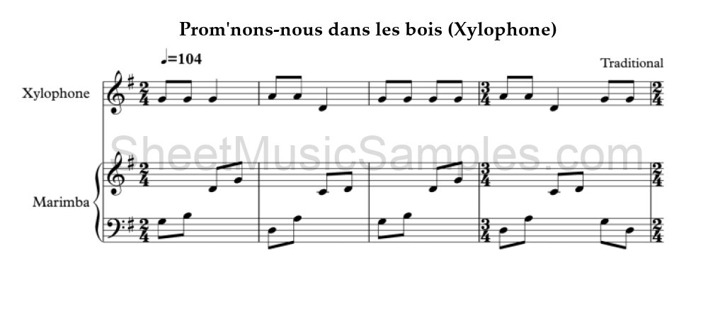 Prom'nons-nous dans les bois (Xylophone)