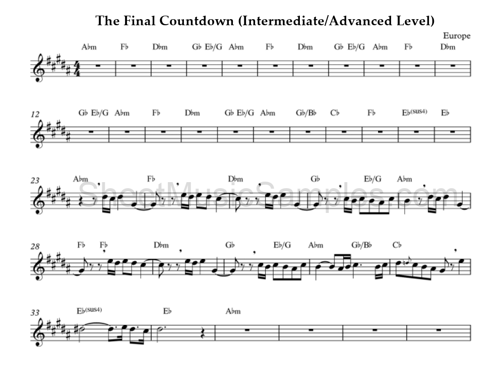 The Final Countdown (Intermediate/Advanced Level)