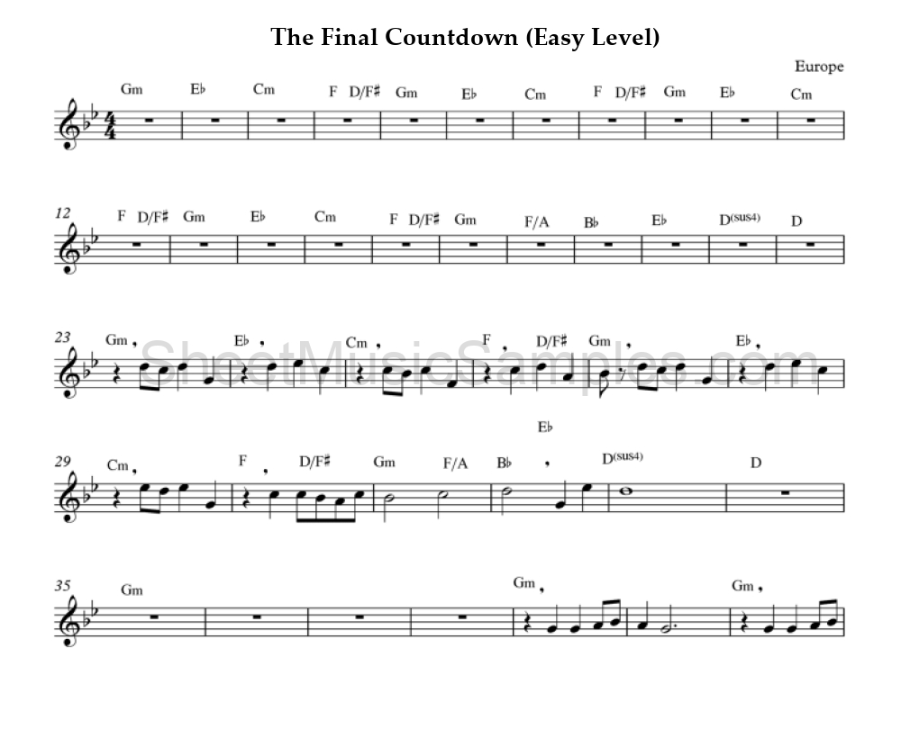 The Final Countdown (Easy Level)