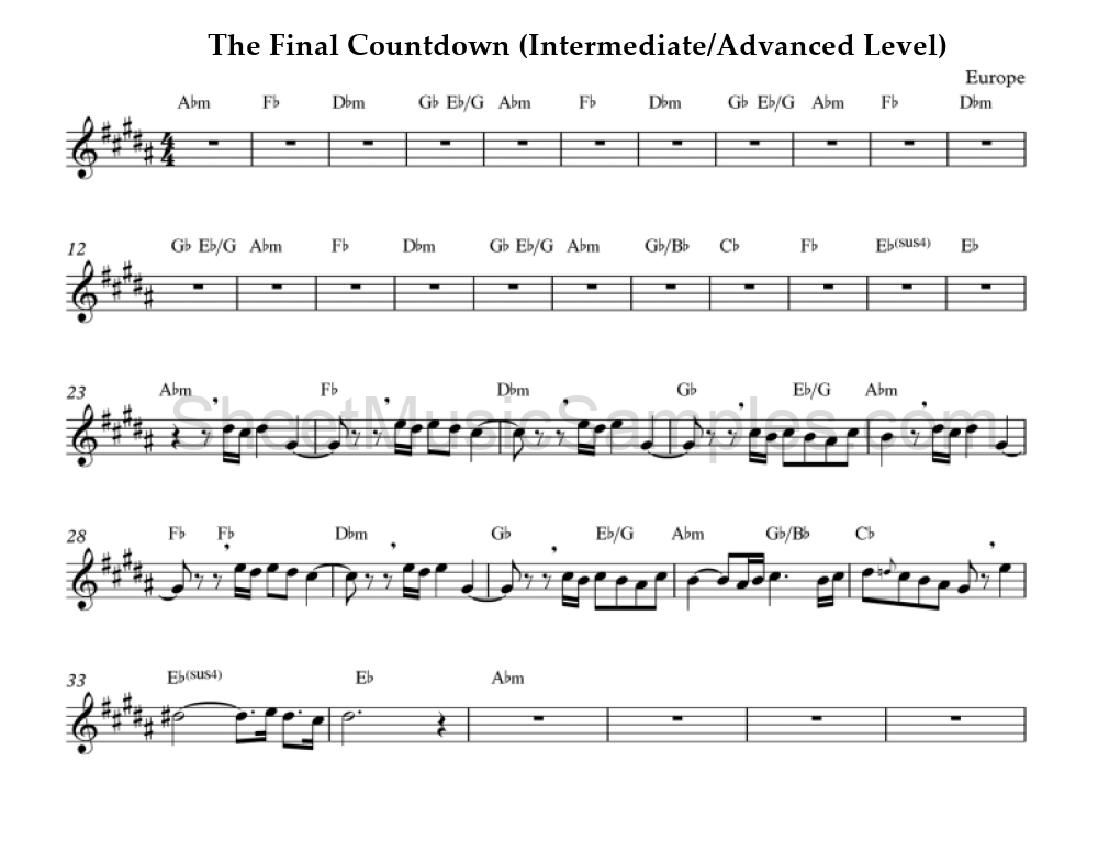 The Final Countdown (Intermediate/Advanced Level)