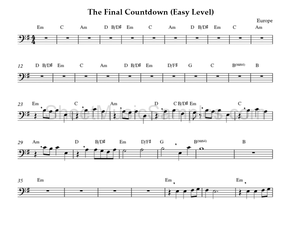 The Final Countdown (Easy Level)