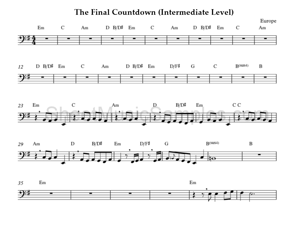 The Final Countdown (Intermediate Level)