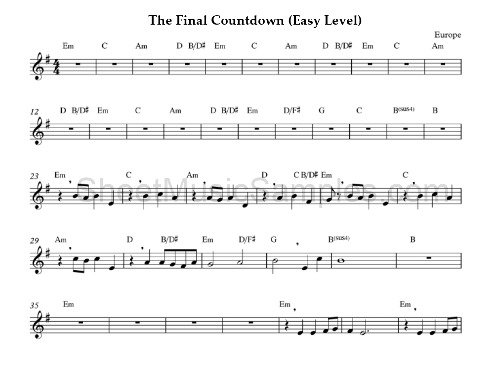 The Final Countdown (Easy Level)