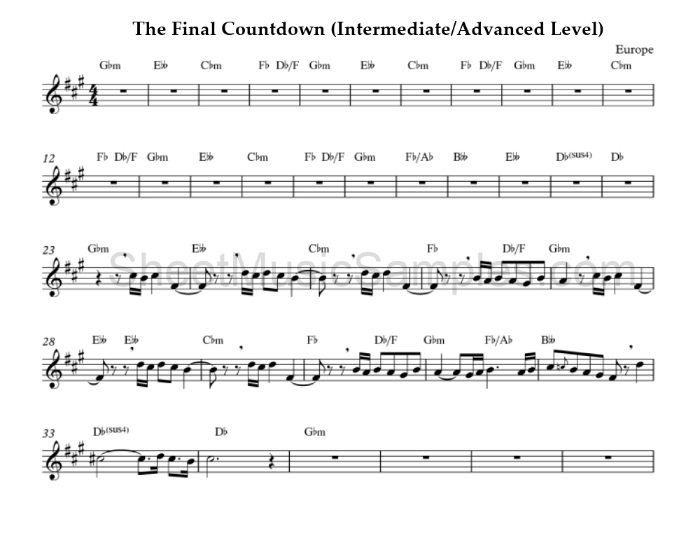 The Final Countdown (Intermediate/Advanced Level)