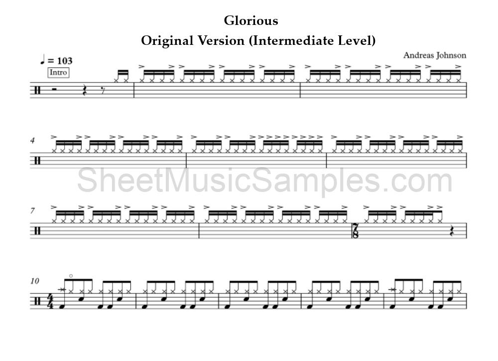 Glorious - Original Version (Intermediate Level)