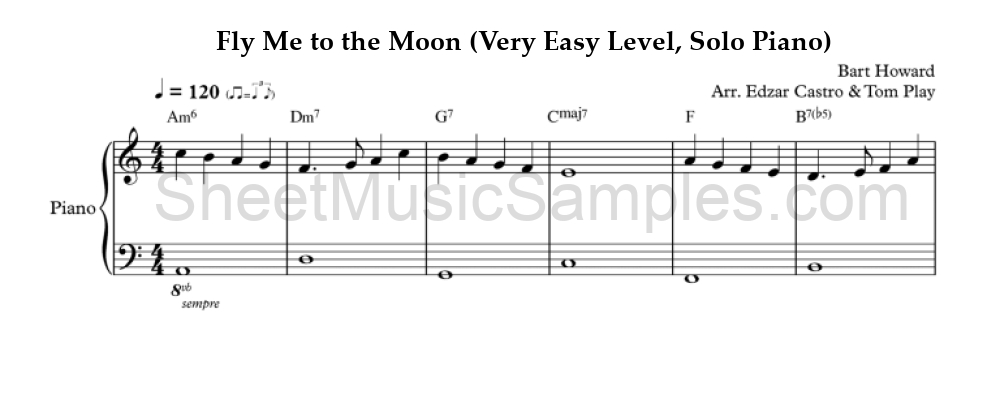 Fly Me to the Moon (Very Easy Level, Solo Piano)