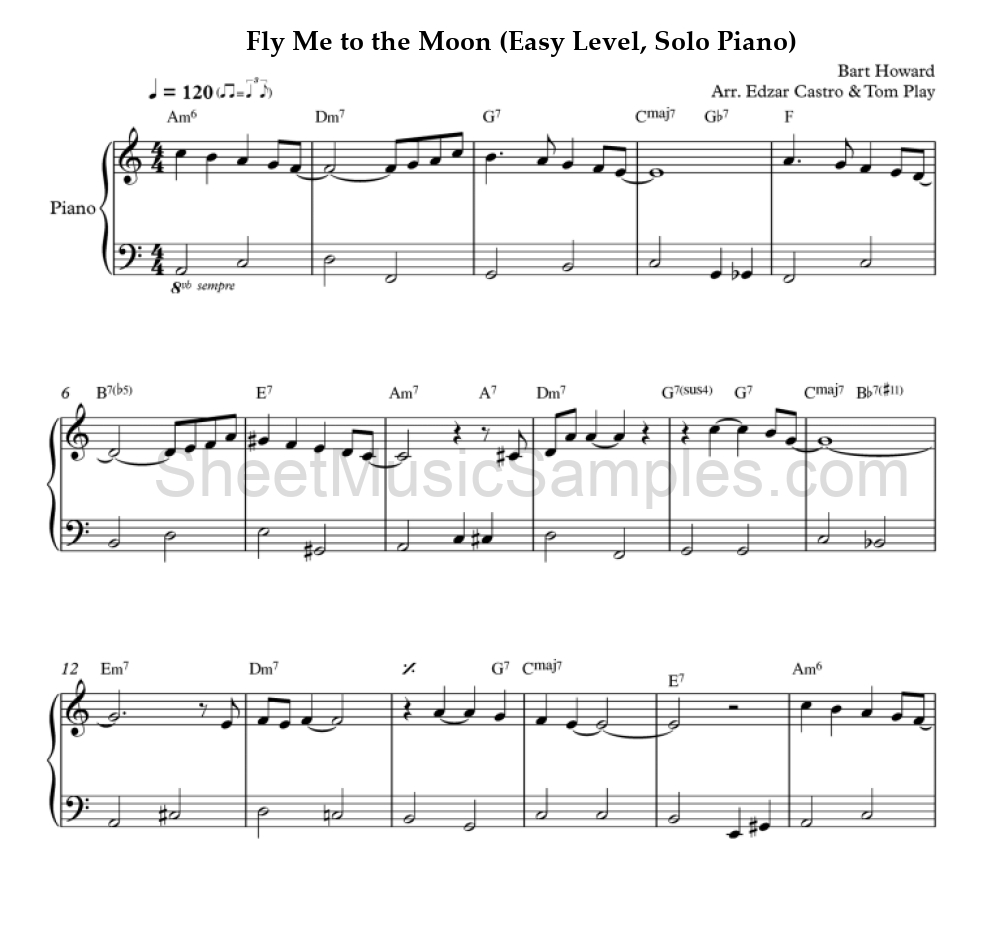 Fly Me to the Moon (Easy Level, Solo Piano)