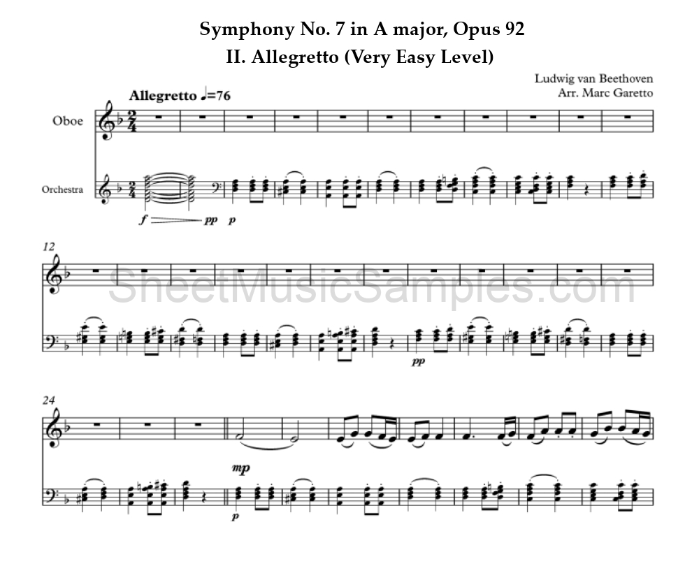 Symphony No. 7 in A major, Opus 92 - II. Allegretto (Very Easy Level)