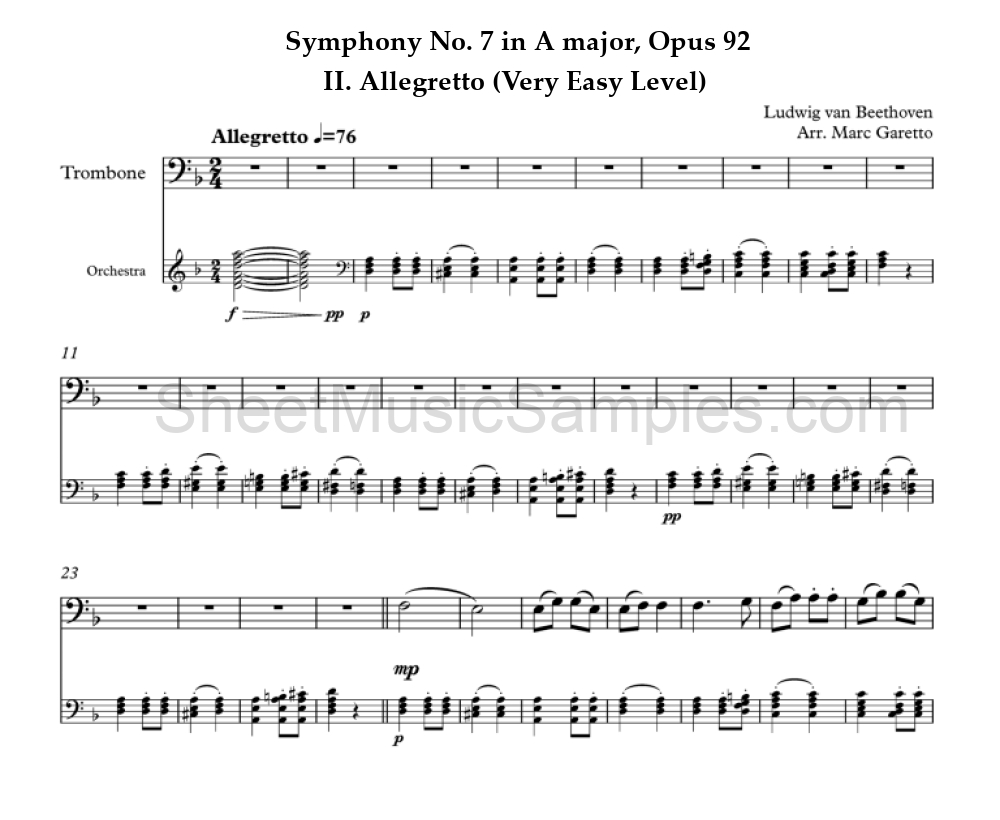 Symphony No. 7 in A major, Opus 92 - II. Allegretto (Very Easy Level)