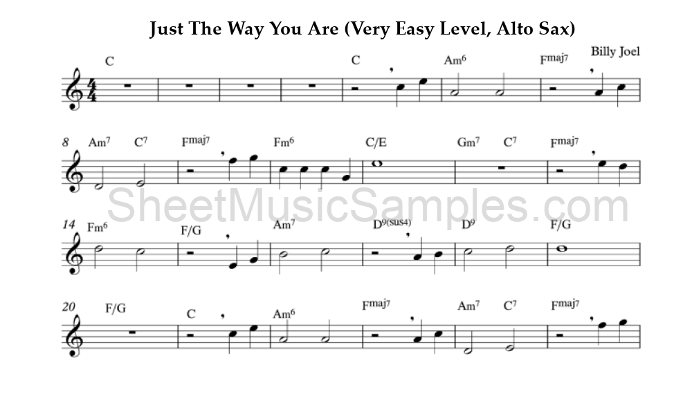 Just The Way You Are (Very Easy Level, Alto Sax)