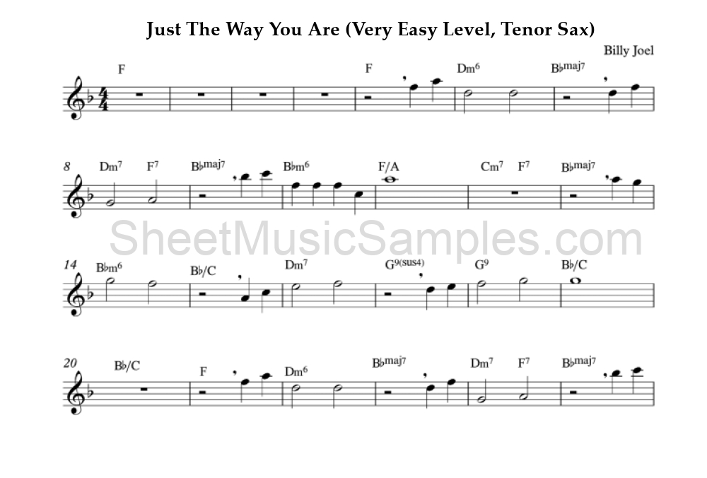 Just The Way You Are (Very Easy Level, Tenor Sax)