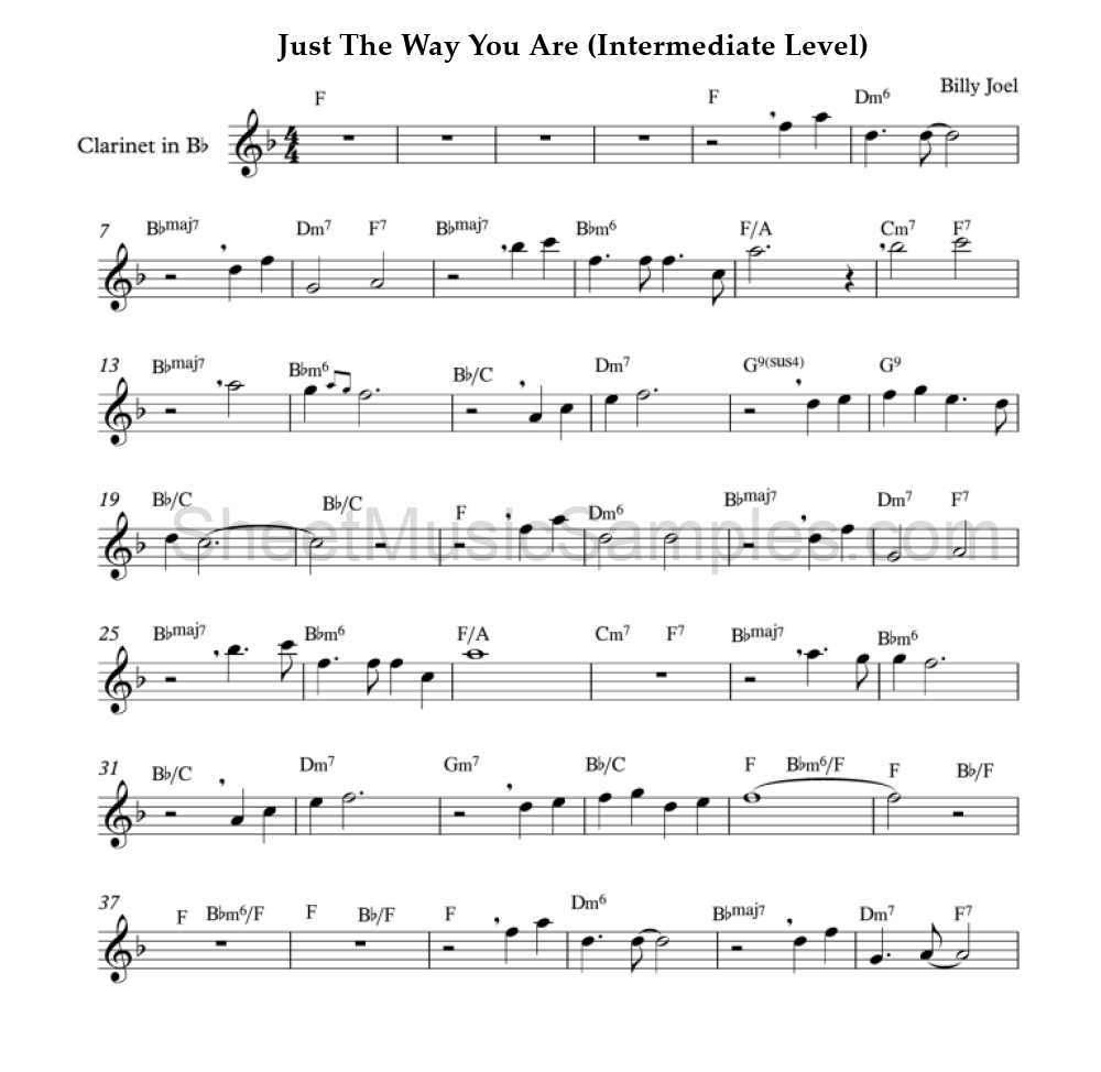 Just The Way You Are (Intermediate Level)