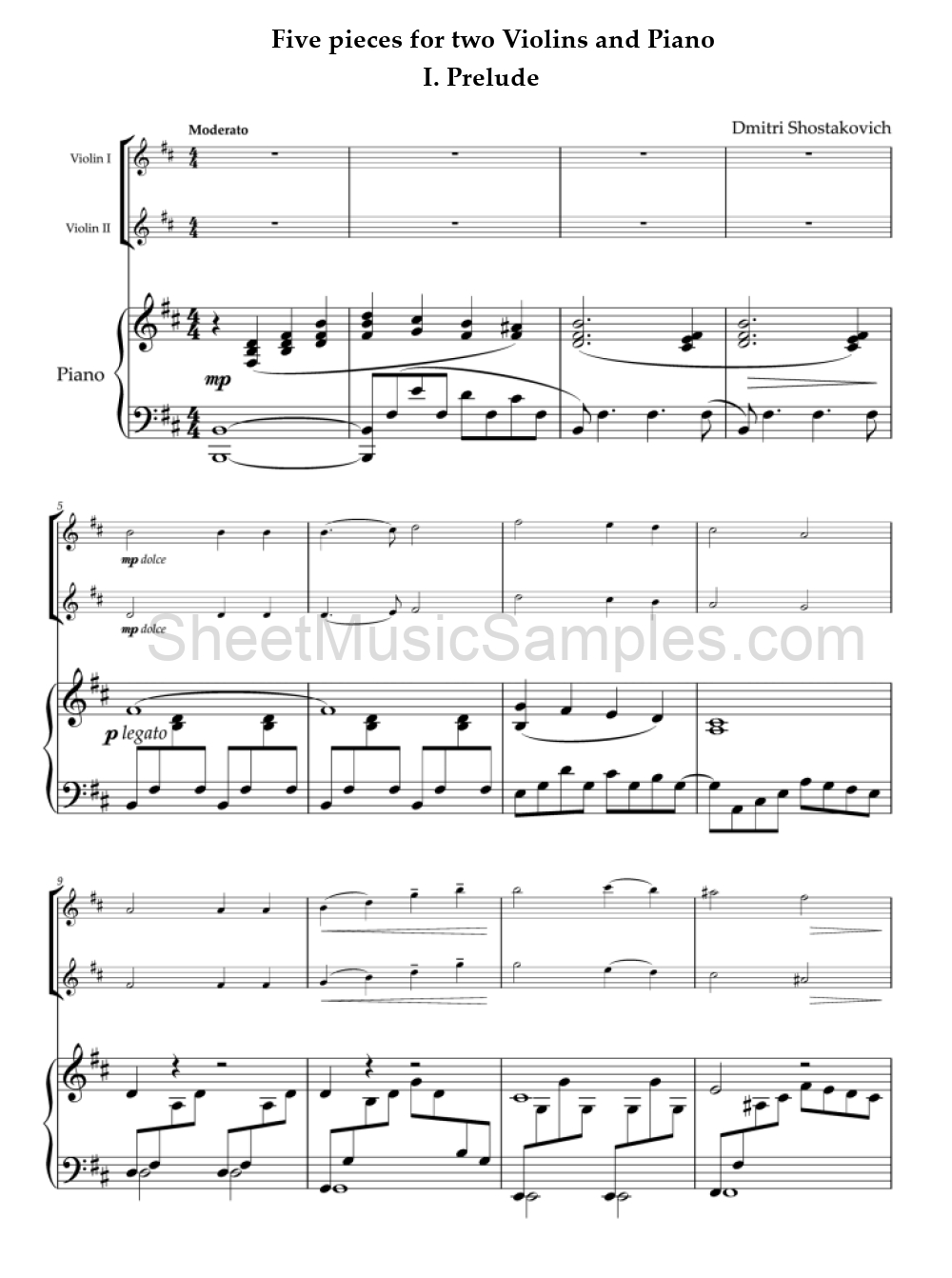 Five pieces for two Violins and Piano - I. Prelude