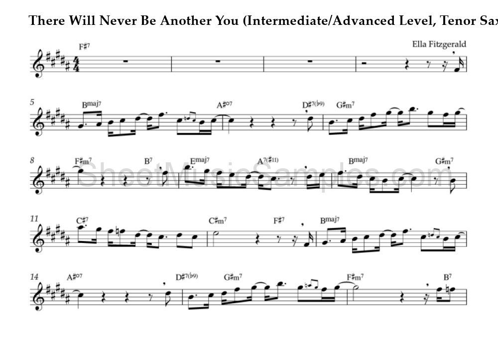 There Will Never Be Another You (Intermediate/Advanced Level, Tenor Sax)