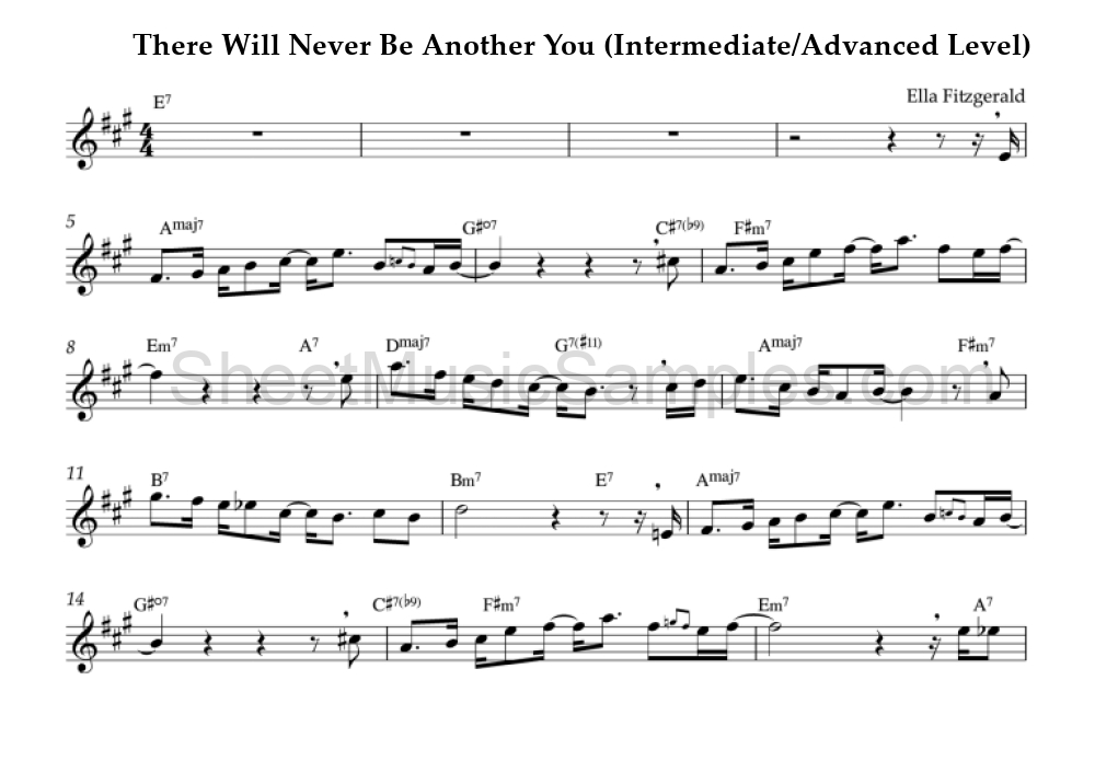 There Will Never Be Another You (Intermediate/Advanced Level)