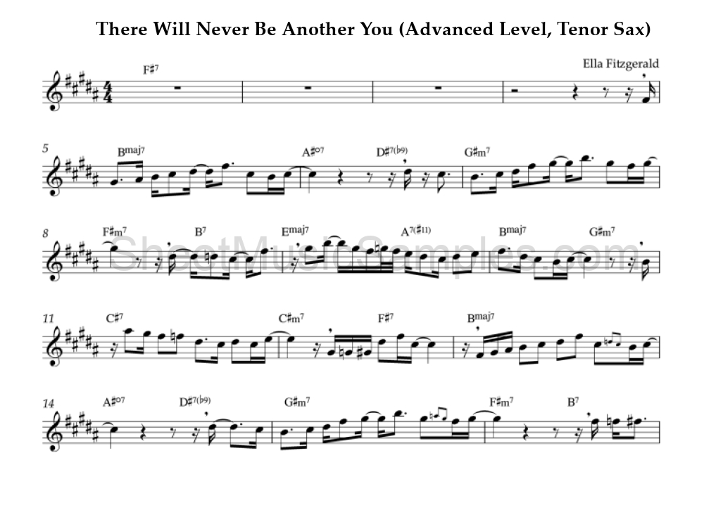 There Will Never Be Another You (Advanced Level, Tenor Sax)