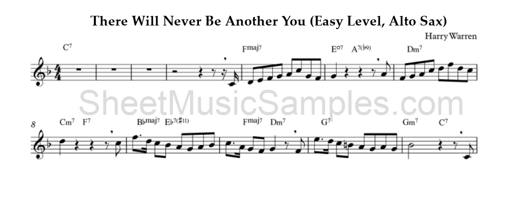 There Will Never Be Another You (Easy Level, Alto Sax)