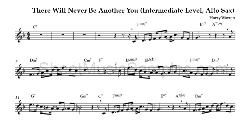 There Will Never Be Another You (Intermediate Level, Alto Sax)