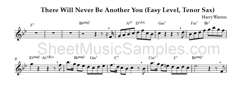 There Will Never Be Another You (Easy Level, Tenor Sax)