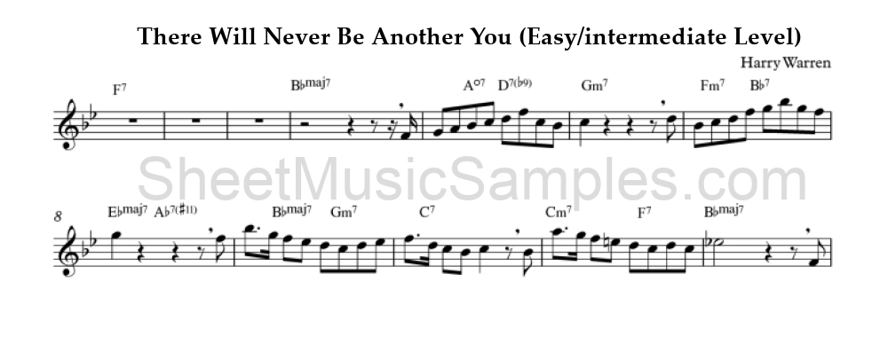 There Will Never Be Another You (Easy/intermediate Level)