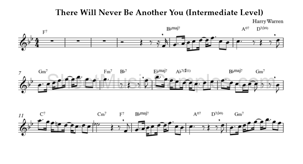 There Will Never Be Another You (Intermediate Level)